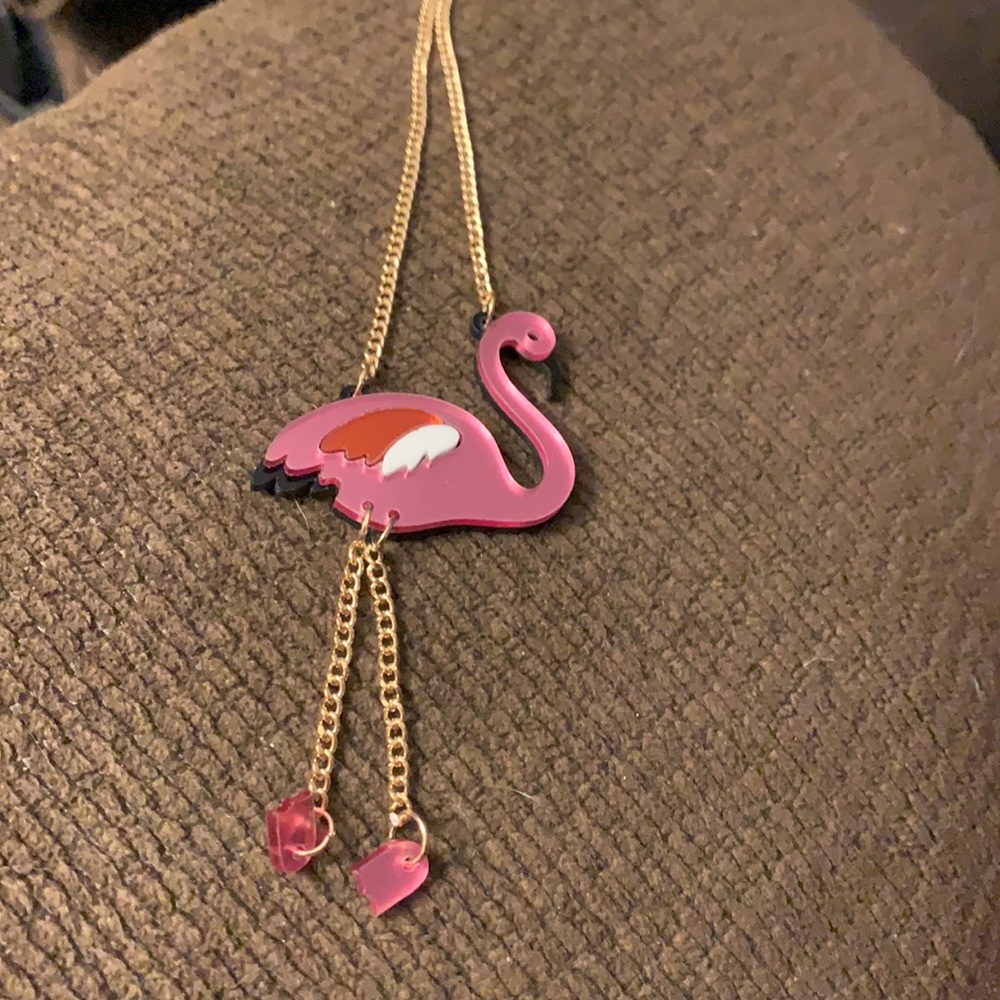 - Flamingo Acrylic Enamel Necklace - Picture 4 of 7